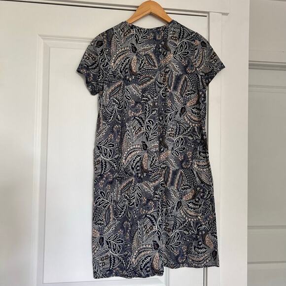 J. Jill Pure Jill Tropical Floral Short Sleeve Mini Dress Women’s Small Blue - Picture 5 of 6